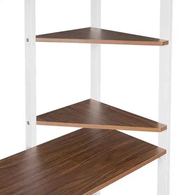 Twin Metal Loft Bed with 2 Shelves and Desk - ModernLuxe