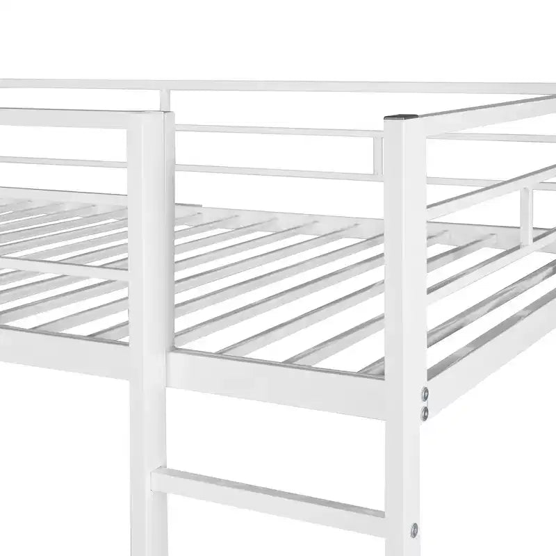 Twin Metal Loft Bed with 2 Shelves and Desk - ModernLuxe
