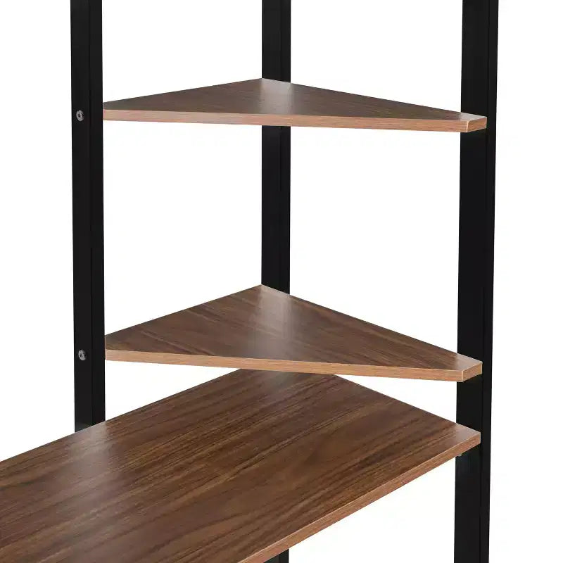 Twin Metal Loft Bed with 2 Shelves and Desk - ModernLuxe