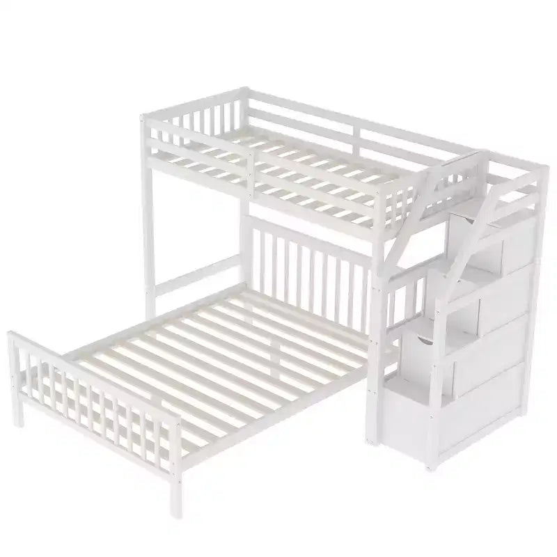Twin over Full Loft Bed with Staircase - ModernLuxe