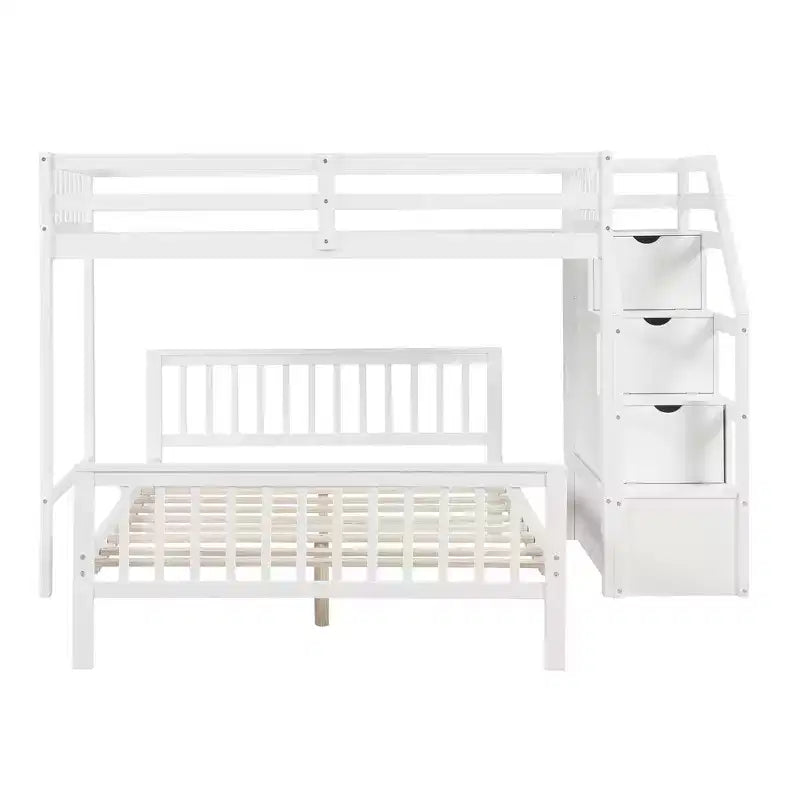 Twin over Full Loft Bed with Staircase - ModernLuxe