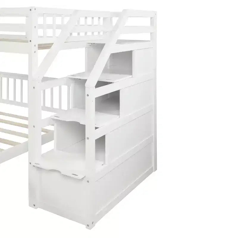 Twin over Full Loft Bed with Staircase - ModernLuxe