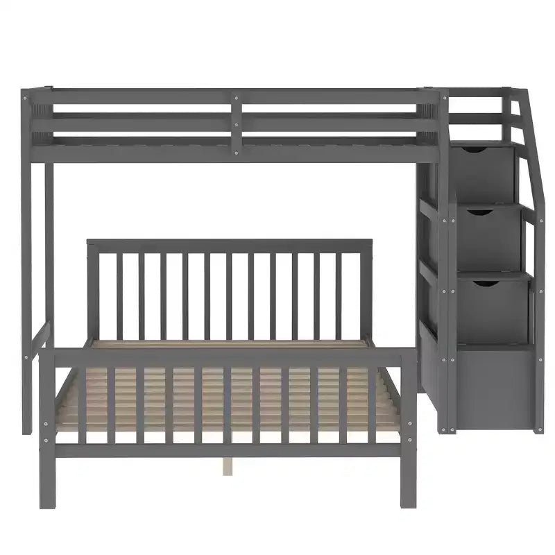 Twin over Full Loft Bed with Staircase - ModernLuxe