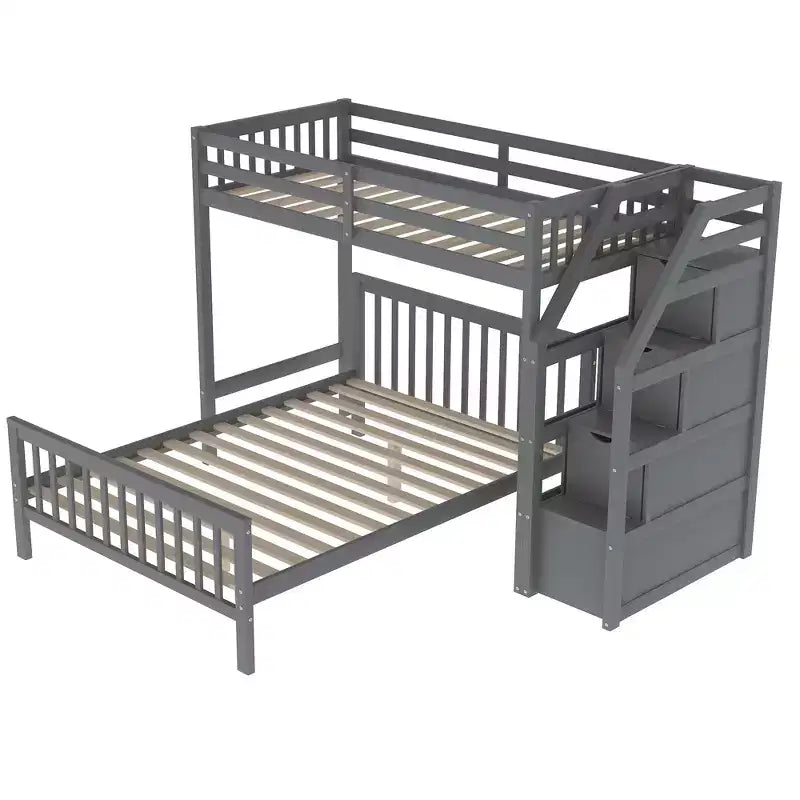 Twin over Full Loft Bed with Staircase - ModernLuxe