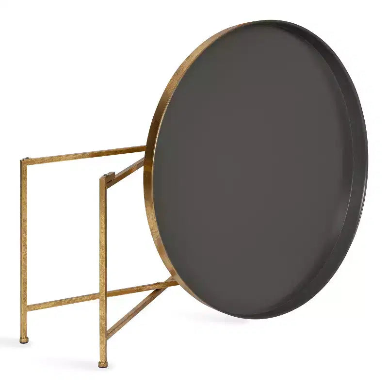 Kate and Laurel Celia Round Metal Coffee Table, 28.25x28.25x19, Gray and Gold