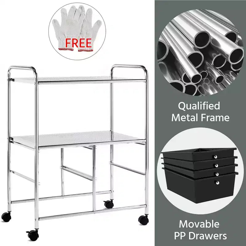 Yaheetech 4-Drawer & 2-Shelf Rolling Storage Cart with Wheels,Black