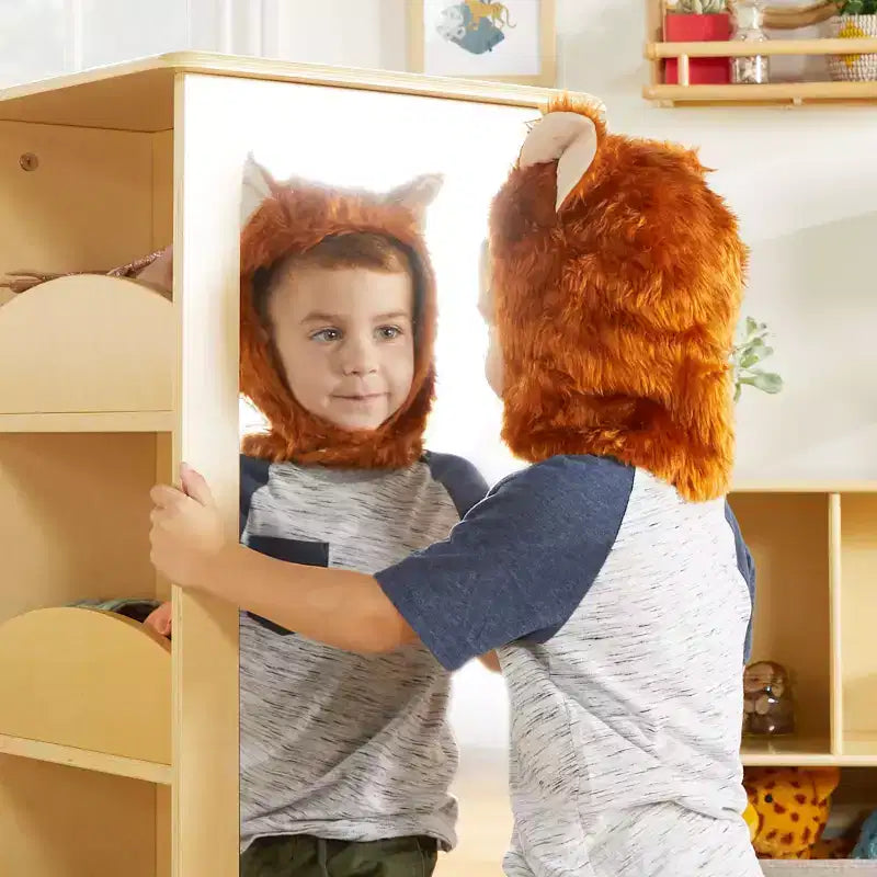 Guidecraft Kids' Rotating Dress Up Storage Center: Clothing Rack, Playroom and Bedroom Closet Organizer with Mirrors and Shelves