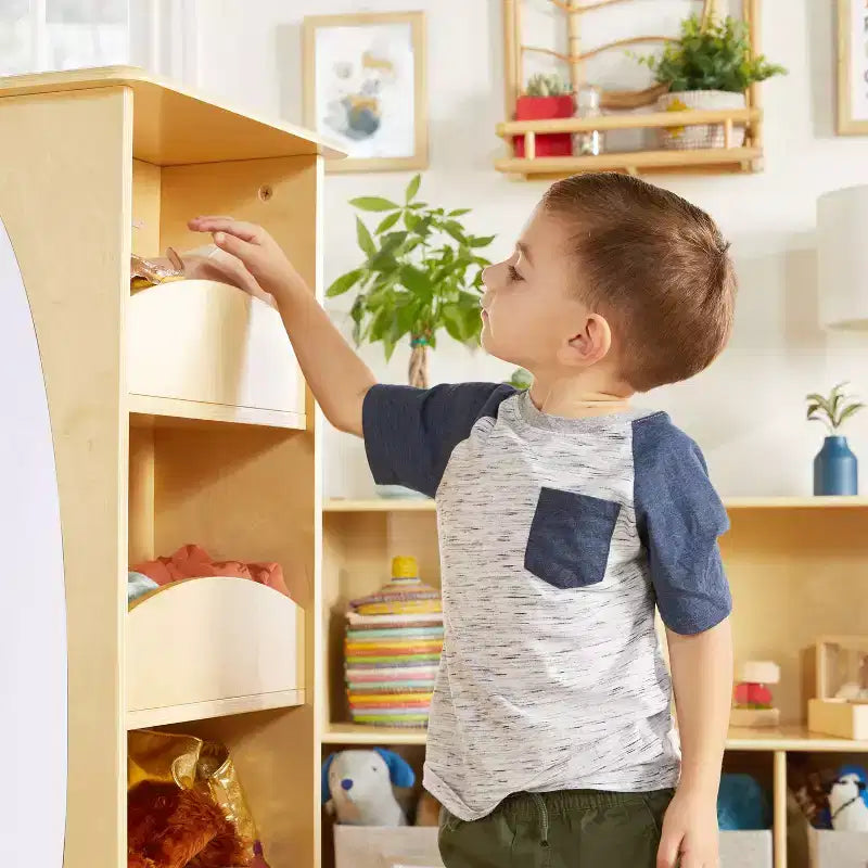 Guidecraft Kids' Rotating Dress Up Storage Center: Clothing Rack, Playroom and Bedroom Closet Organizer with Mirrors and Shelves