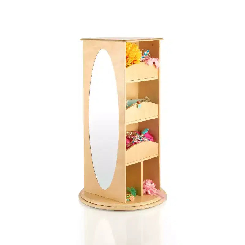 Guidecraft Kids' Rotating Dress Up Storage Center: Clothing Rack, Playroom and Bedroom Closet Organizer with Mirrors and Shelves