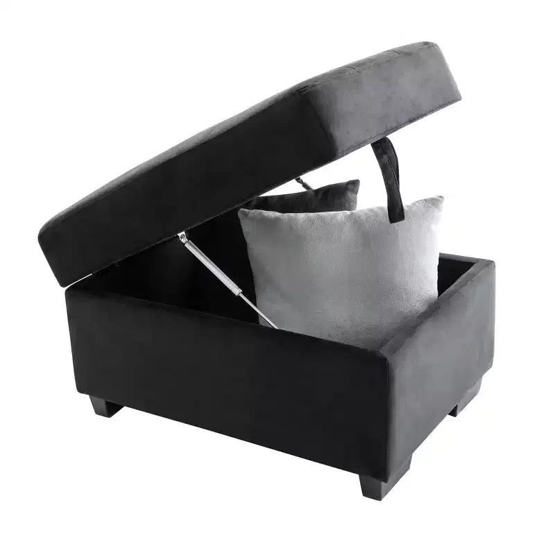 L-Shape Sleeper Sectional Sofa, Sofa Bed with Storage Ottoman & USB Charge-ModernLuxe