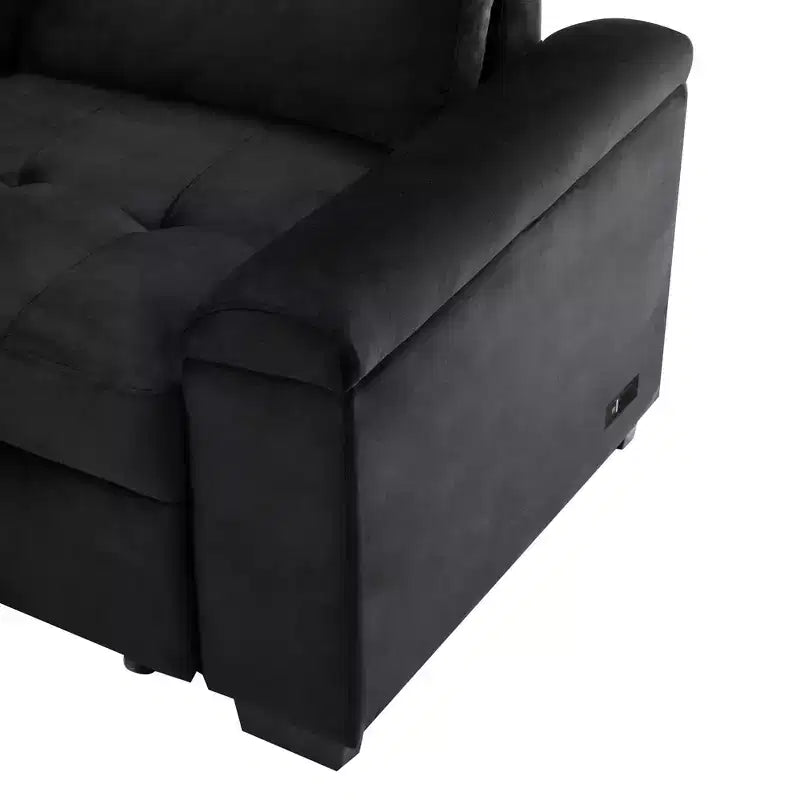 L-Shape Sleeper Sectional Sofa, Sofa Bed with Storage Ottoman & USB Charge-ModernLuxe