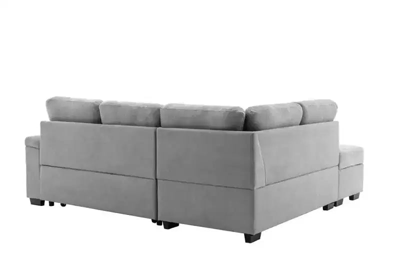 L-Shape Sleeper Sectional Sofa, Sofa Bed with Storage Ottoman & USB Charge-ModernLuxe