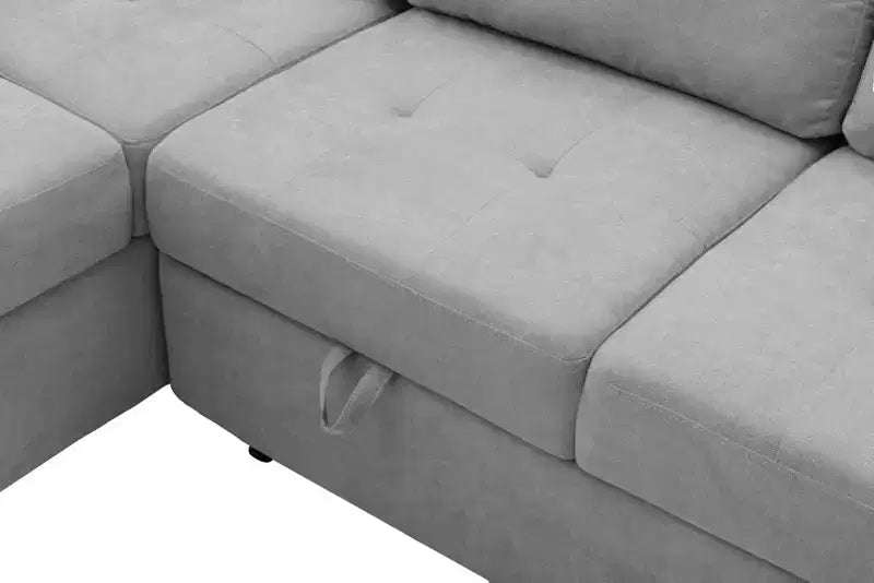 L-Shape Sleeper Sectional Sofa, Sofa Bed with Storage Ottoman & USB Charge-ModernLuxe