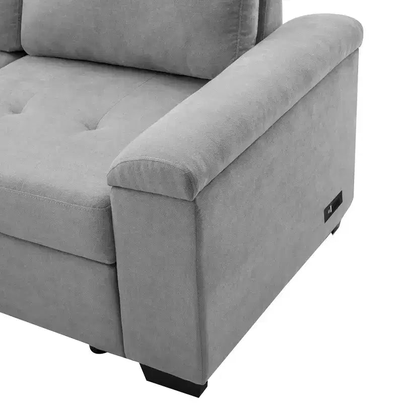 L-Shape Sleeper Sectional Sofa, Sofa Bed with Storage Ottoman & USB Charge-ModernLuxe