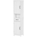 kleankin Slim Bathroom Storage Cabinet, Tall Bathroom Cabinet, Linen Tower with Open Shelf, Drawer, Recessed Doors, and Adjustable Shelves, White
