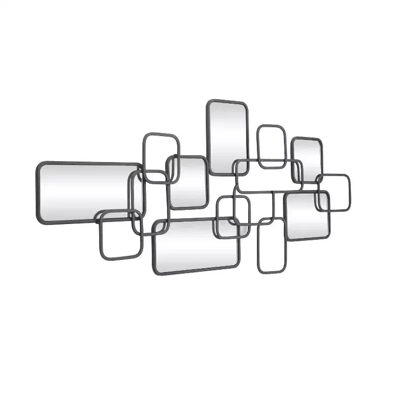 Metal Geometric Wall Mirror Black - CosmoLiving by Cosmopolitan