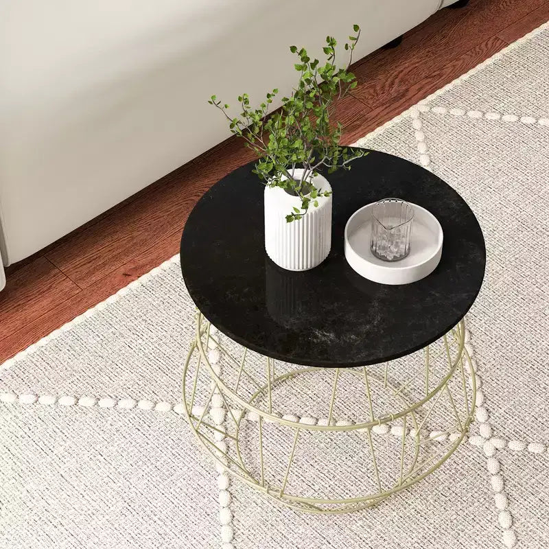 Costway Round Side End Coffee Sofa Table Nightstand with Storage Space Removeable Top