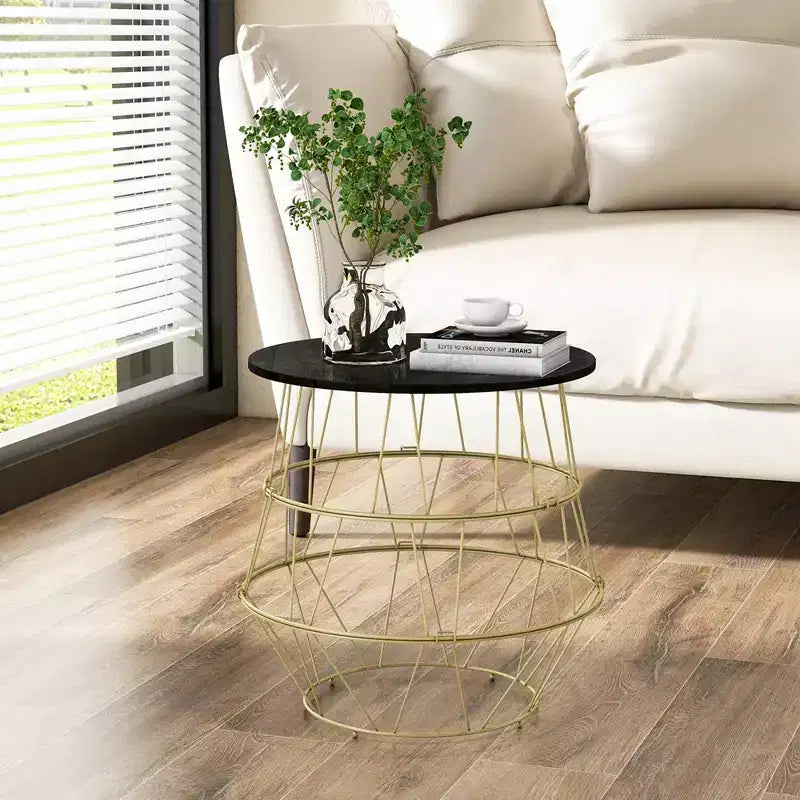 Costway Round Side End Coffee Sofa Table Nightstand with Storage Space Removeable Top