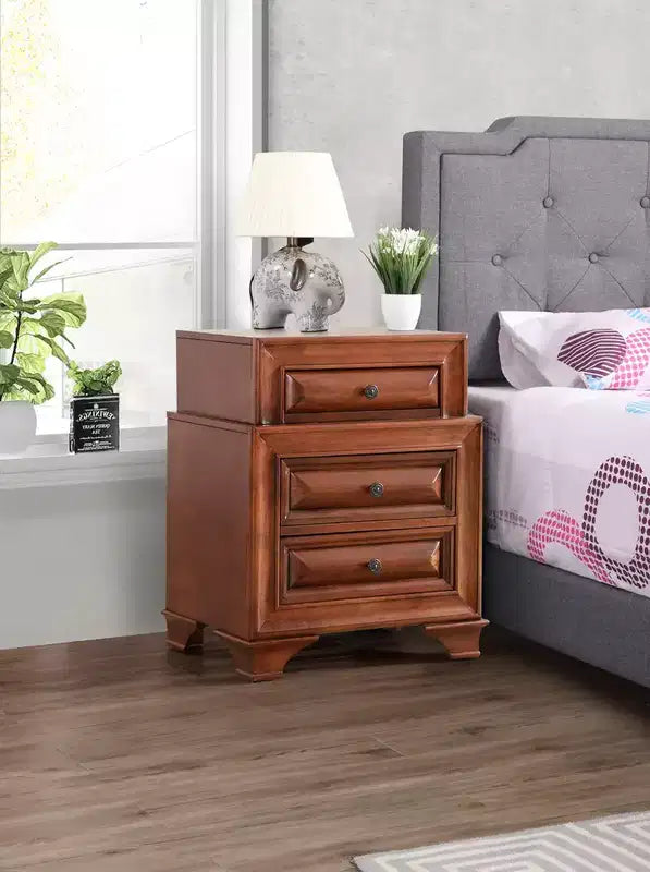 Passion Furniture LaVita 3-Drawer Oak Nightstand (29 in. H x 24 in. W x 17 in. D)