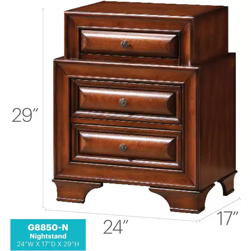 Passion Furniture LaVita 3-Drawer Oak Nightstand (29 in. H x 24 in. W x 17 in. D)