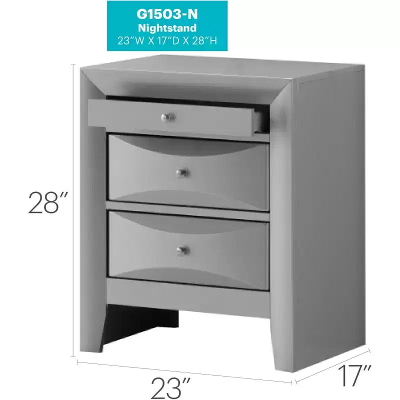 Passion Furniture Marilla 3-Drawer Nightstand (28 in. H x 23 in. W x 17 in. D)