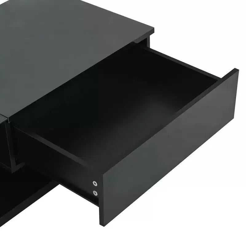 Modern Coffee Table with Tempered Glass Top, Rectangle Center Cocktail Table with High-gloss UV Surface, Sofa Table Side Table, Black/White-ModernLuxe