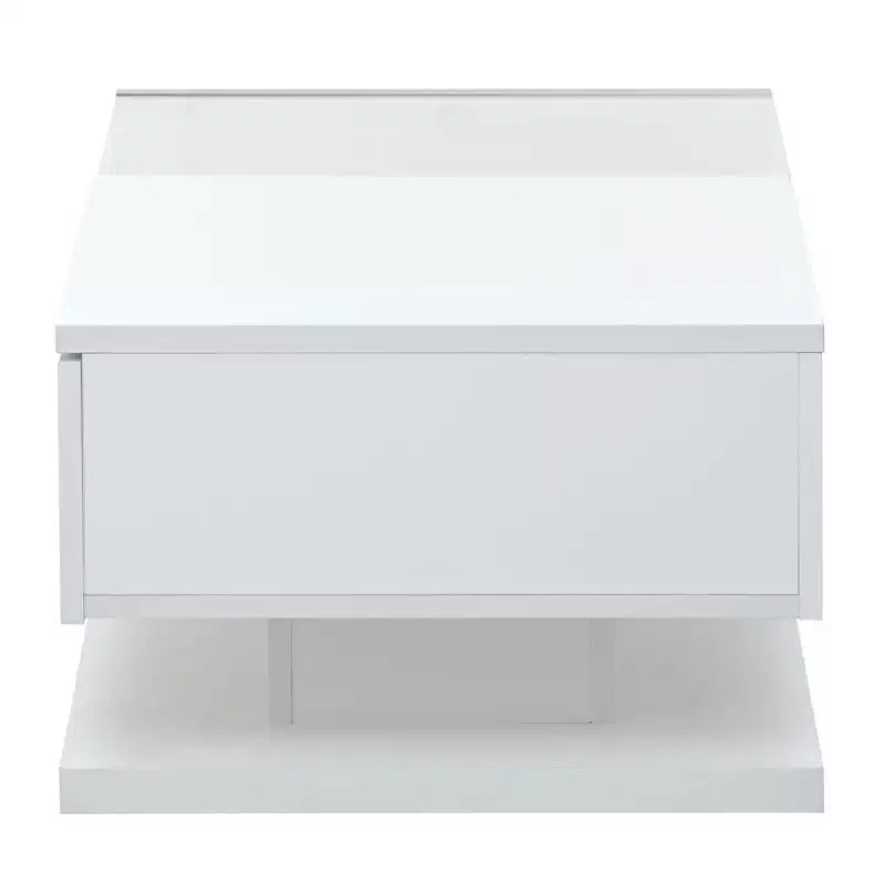 Modern Coffee Table with Tempered Glass Top, Rectangle Center Cocktail Table with High-gloss UV Surface, Sofa Table Side Table, Black/White-ModernLuxe
