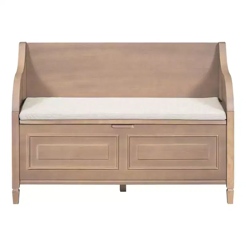 42 Rustic Solid Wood Entryway Multipurpose Storage Bench with Safety Hinges - ModernLuxe