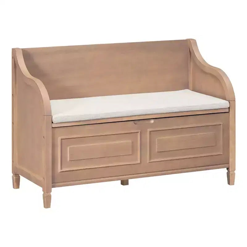 42 Rustic Solid Wood Entryway Multipurpose Storage Bench with Safety Hinges - ModernLuxe