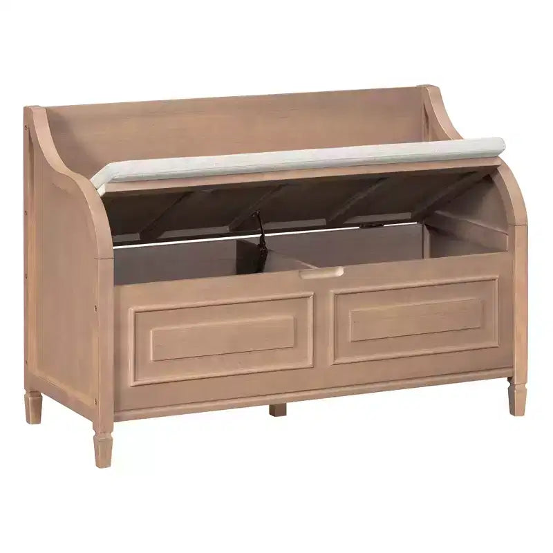42 Rustic Solid Wood Entryway Multipurpose Storage Bench with Safety Hinges - ModernLuxe