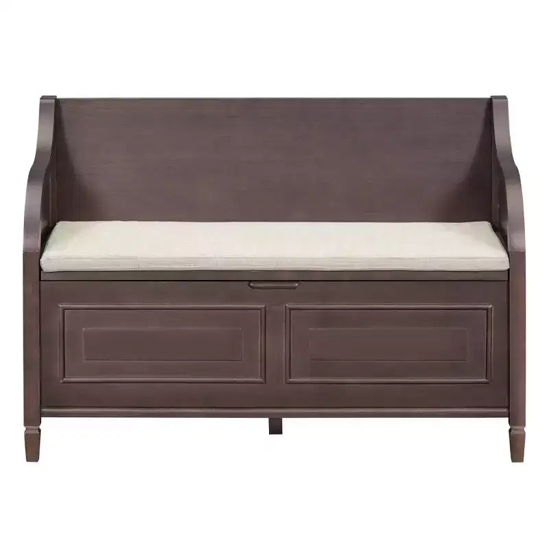 42 Rustic Solid Wood Entryway Multipurpose Storage Bench with Safety Hinges - ModernLuxe