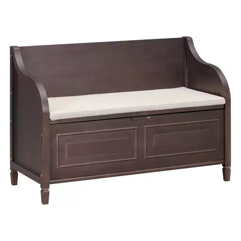 42 Rustic Solid Wood Entryway Multipurpose Storage Bench with Safety Hinges - ModernLuxe