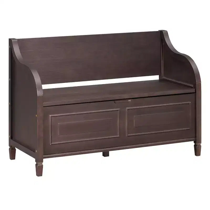 42 Rustic Solid Wood Entryway Multipurpose Storage Bench with Safety Hinges - ModernLuxe