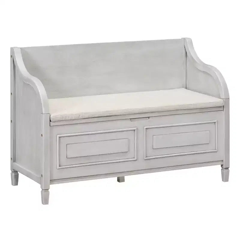 42 Rustic Solid Wood Entryway Multipurpose Storage Bench with Safety Hinges - ModernLuxe