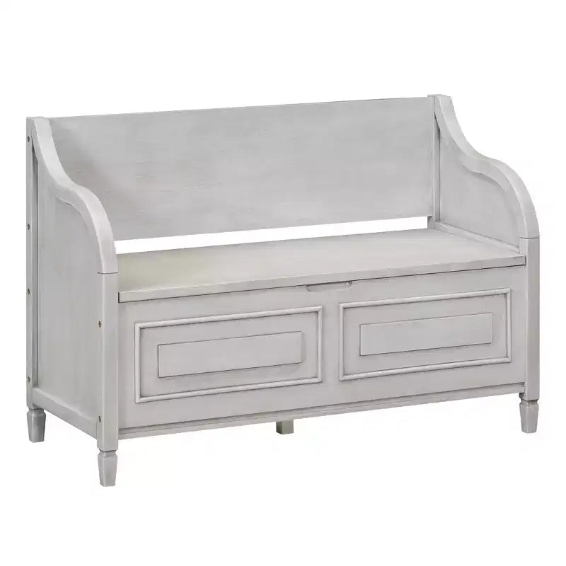 42 Rustic Solid Wood Entryway Multipurpose Storage Bench with Safety Hinges - ModernLuxe