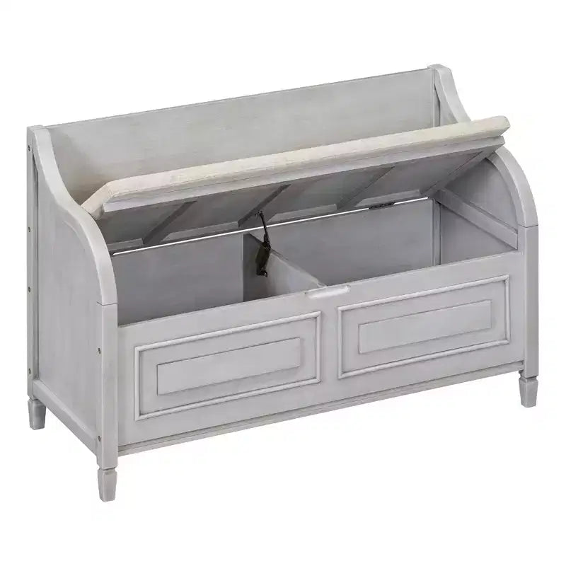 42 Rustic Solid Wood Entryway Multipurpose Storage Bench with Safety Hinges - ModernLuxe