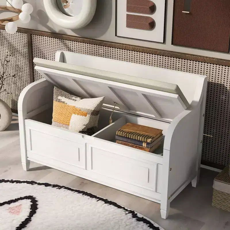 42 Rustic Solid Wood Entryway Multipurpose Storage Bench with Safety Hinges - ModernLuxe