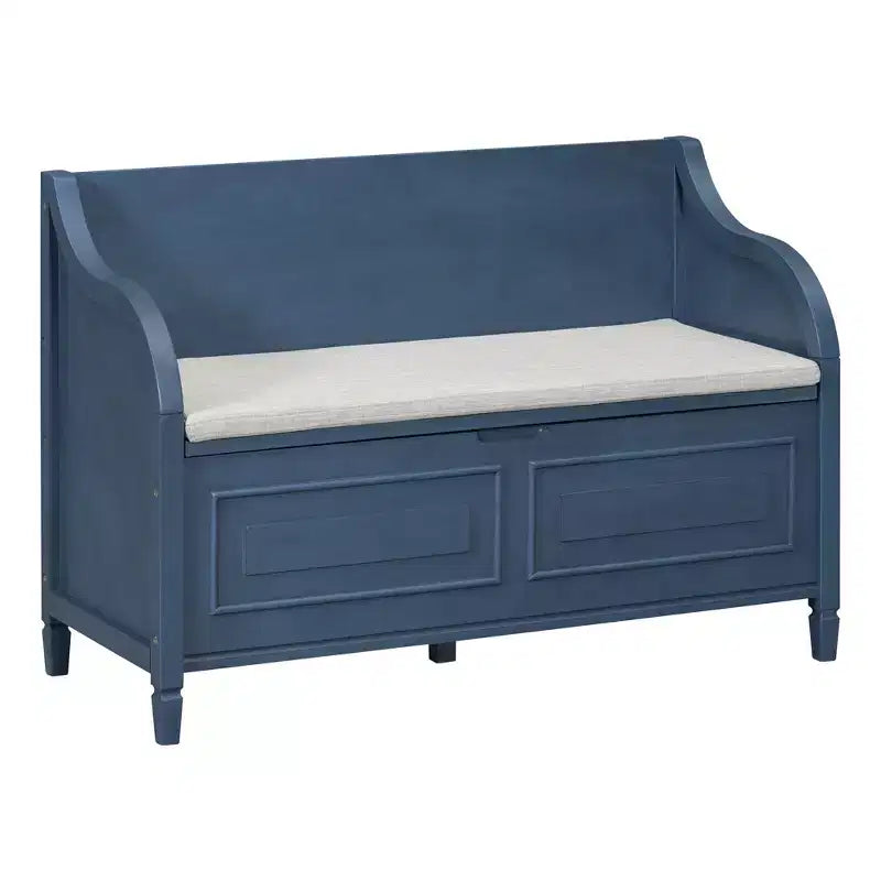 42 Rustic Solid Wood Entryway Multipurpose Storage Bench with Safety Hinges - ModernLuxe