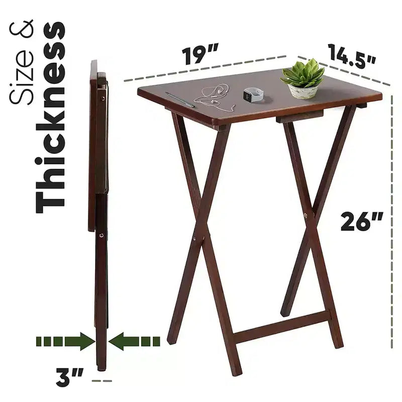 PJ Wood Portable Folding TV Snack Tray Table Desk Stand, Honey Oak (6 Pack)