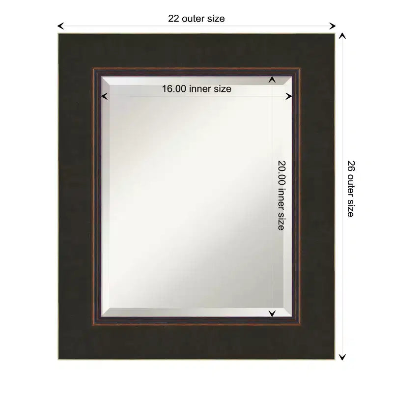 Amanti Art Milano Bronze Beveled Wood Bathroom Wall Mirror