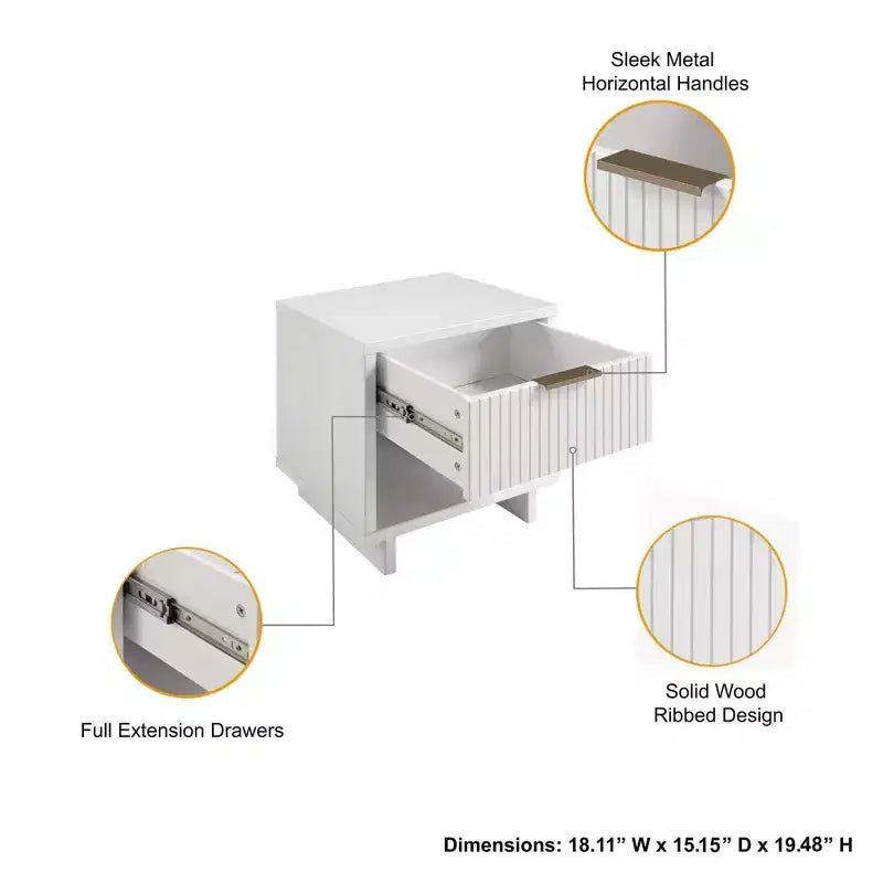 Granville Modern 1 Drawer Nightstand - Manhattan Comfort