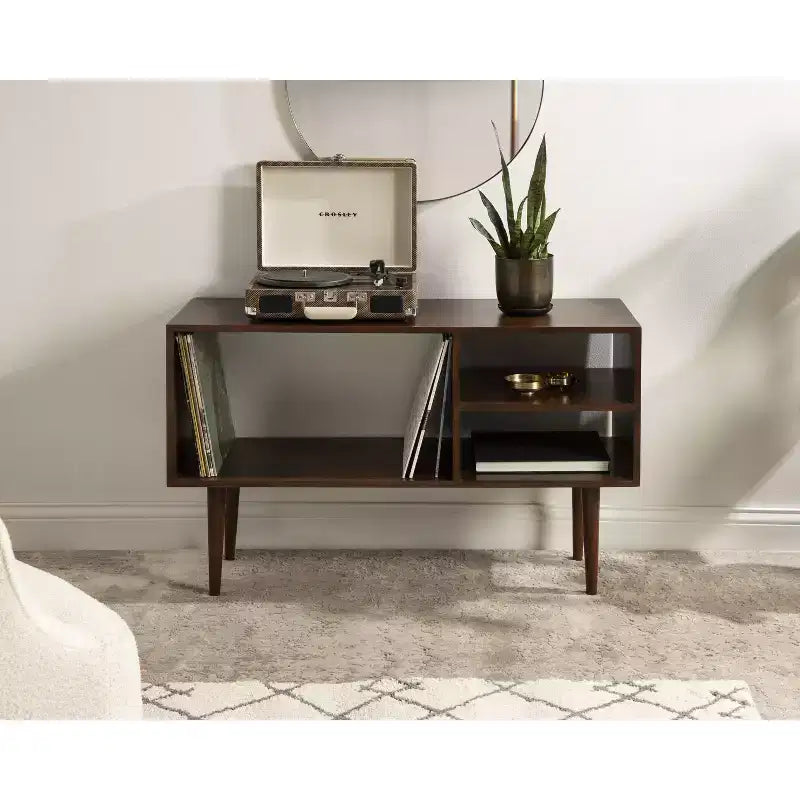 Kate and Laurel Locklear Rectangle Wood Console Table, 38x14x25, Walnut Brown