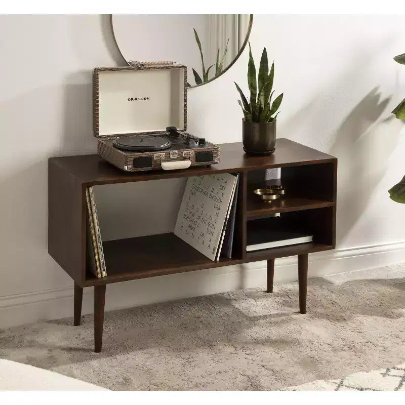 Kate and Laurel Locklear Rectangle Wood Console Table, 38x14x25, Walnut Brown