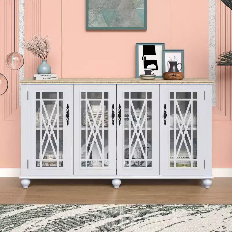 63 Vintage Storage Sideboard Buffet Accent Cabinet - Festivo