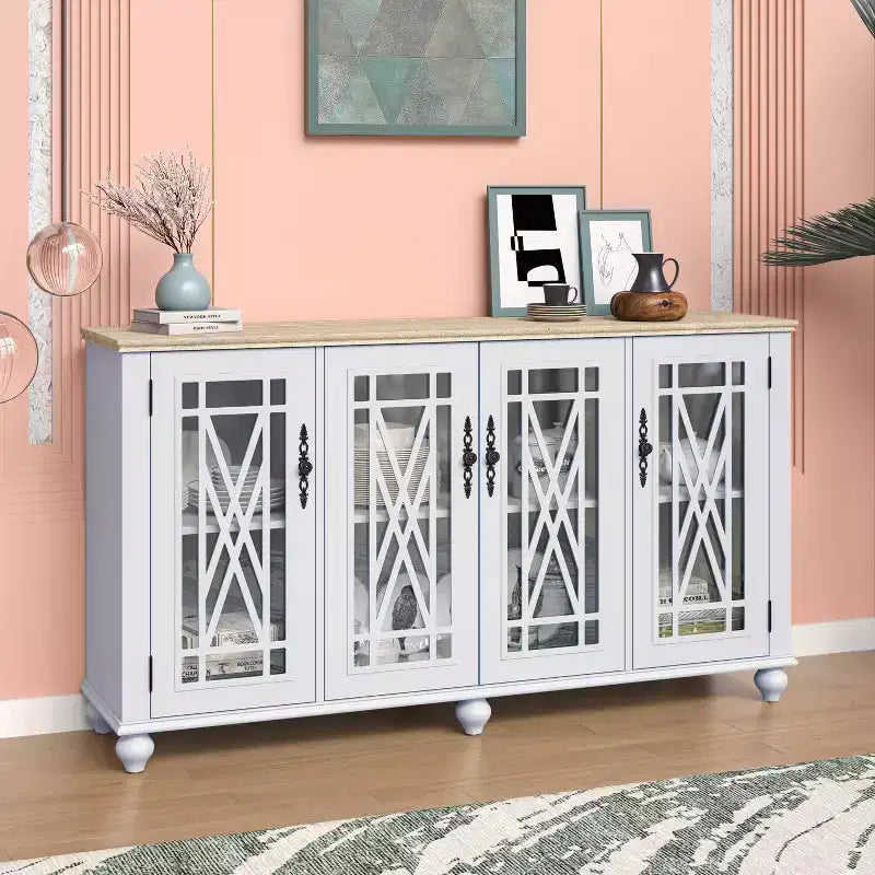63 Vintage Storage Sideboard Buffet Accent Cabinet - Festivo