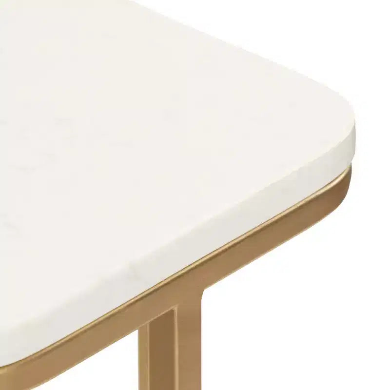 Kate and Laurel Credele Marble and Metal Drink Table, 8x8x22, White