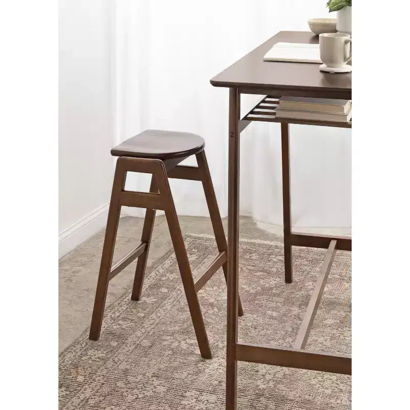 Kate and Laurel Morreau Wood Bar Stool, 17x20x29, Walnut Brown