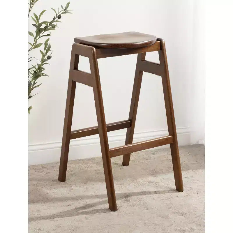 Kate and Laurel Morreau Wood Bar Stool, 17x20x29, Walnut Brown
