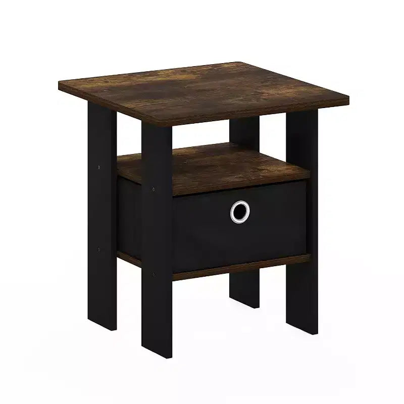 Furinno 1PC Modern Bedside End Table Nightstand Accent Sofa Side Table W/Removable Drawer & Open Storage Shelf,Amber Pine/Brown