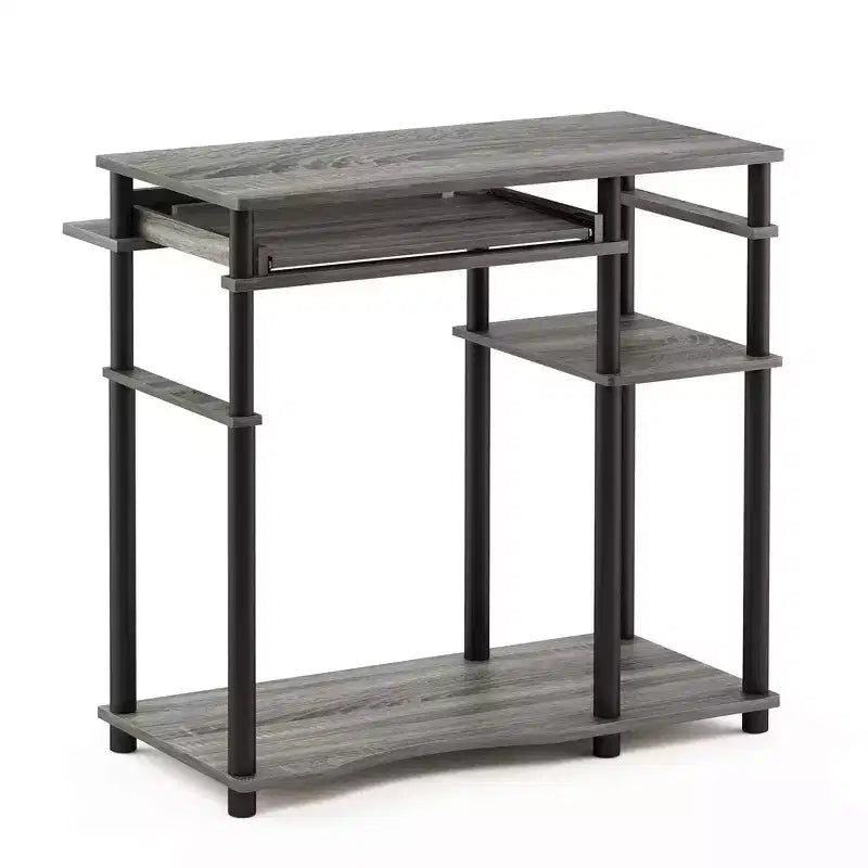 Furinno Industrial Computer Desk Home Office Workstation Study Wrting Tabel w/Keyboard Tray & Open Storage Shelf,French Oak/Black